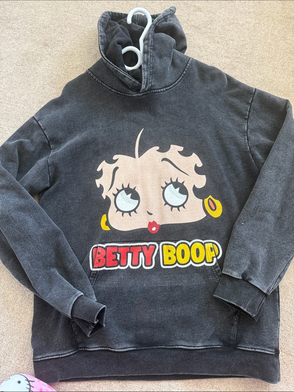 Betty Boop Graphic Hoodie in Washed Black